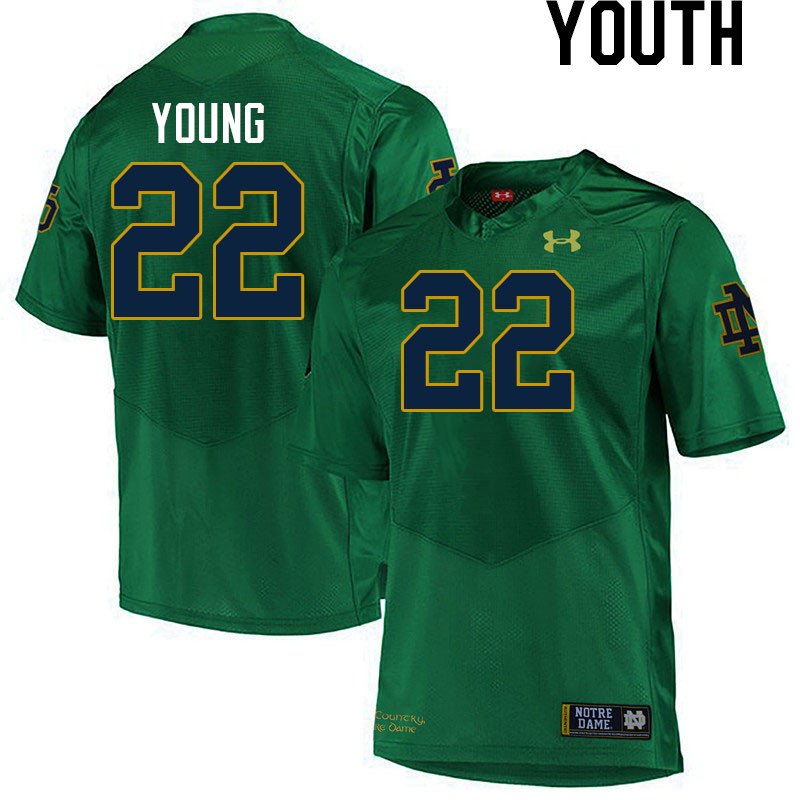 Youth #22 Kedren Young Notre Dame Fighting Irish College Football Jerseys Stitched-Green